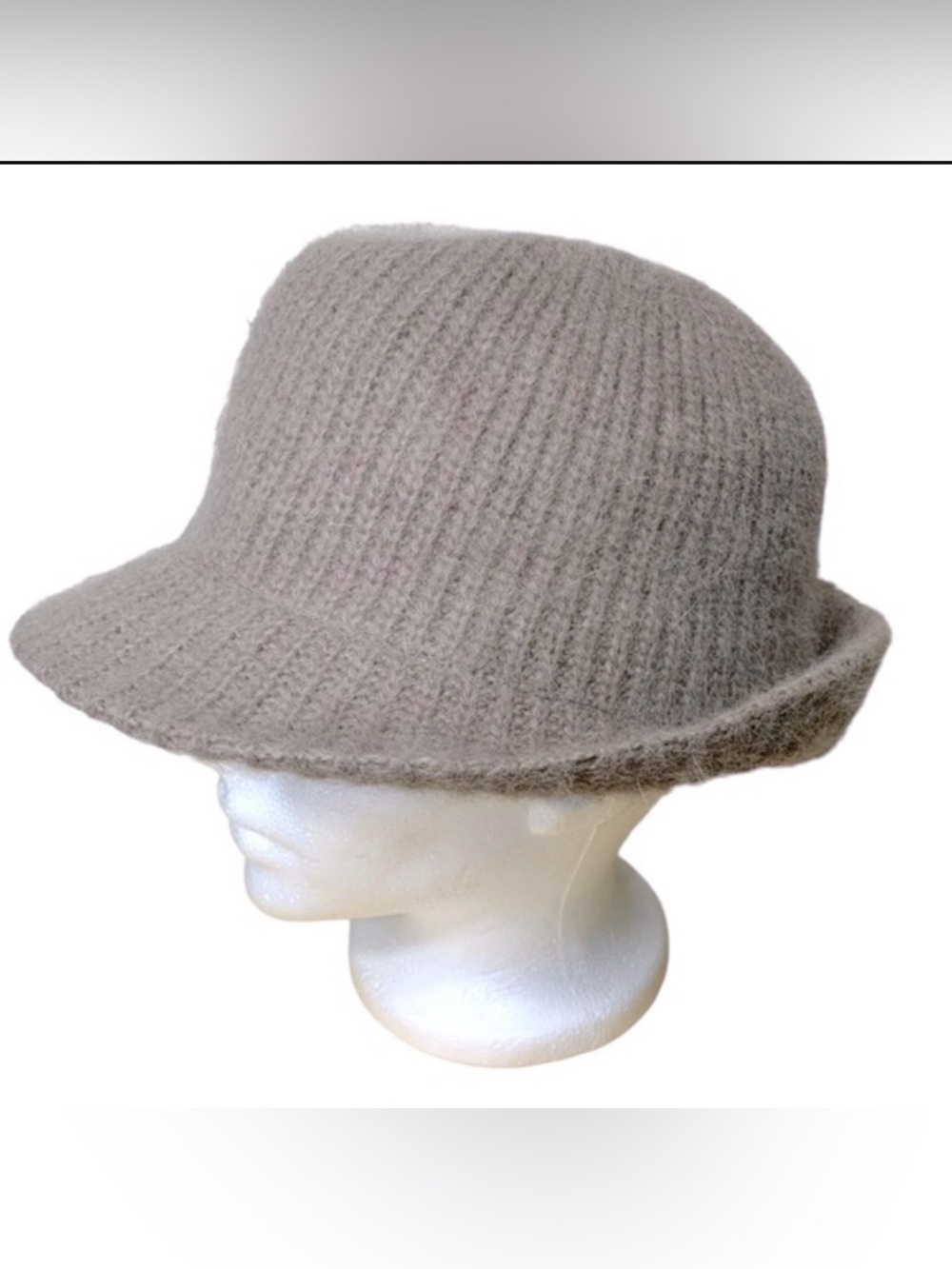 𝅺pins & Needles Tan Soft Minimalist Angora Wool Blend Fedora Knit Bucket Hat